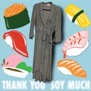 GANNI Gingham Crepe Midi Wrap Dress Size EU 42 / US 10